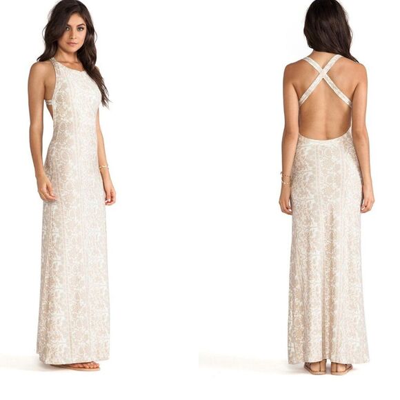 NWT NOVELLA ROYALE XS White Chantilly Midnight Rambler Maxi Long Dress Bodycon